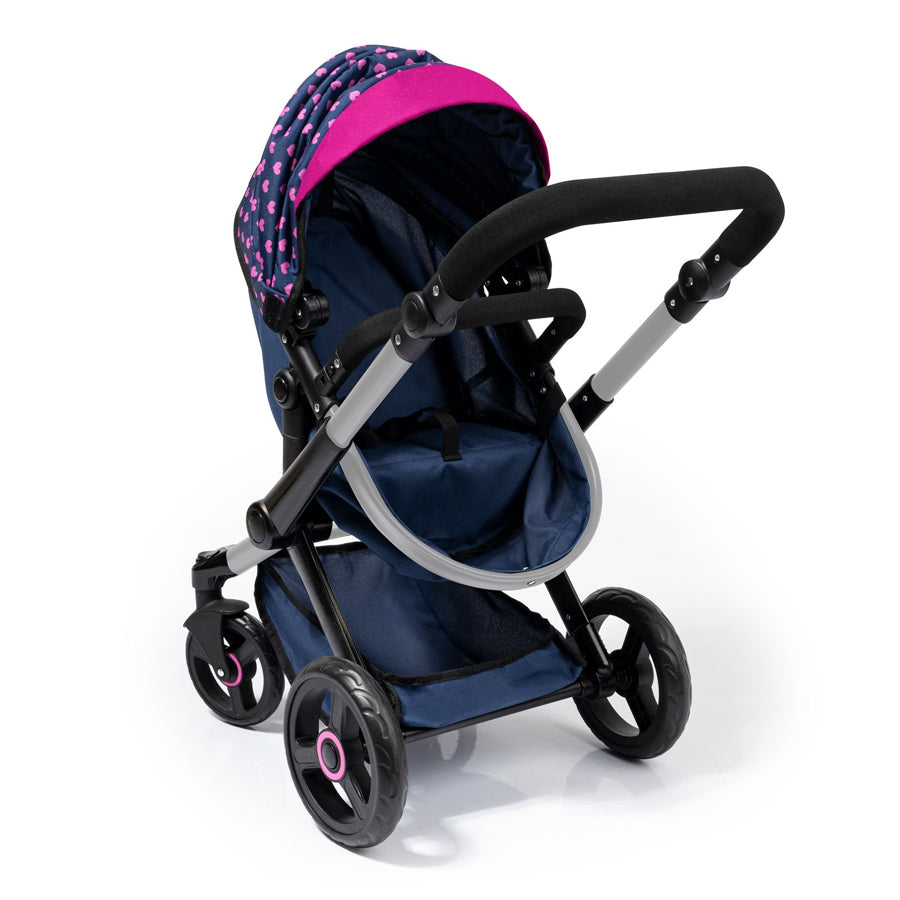 211-17054-bayer-xeo-compact-doll-pram-dark-blue-w-pink-heart-print-kids-3y