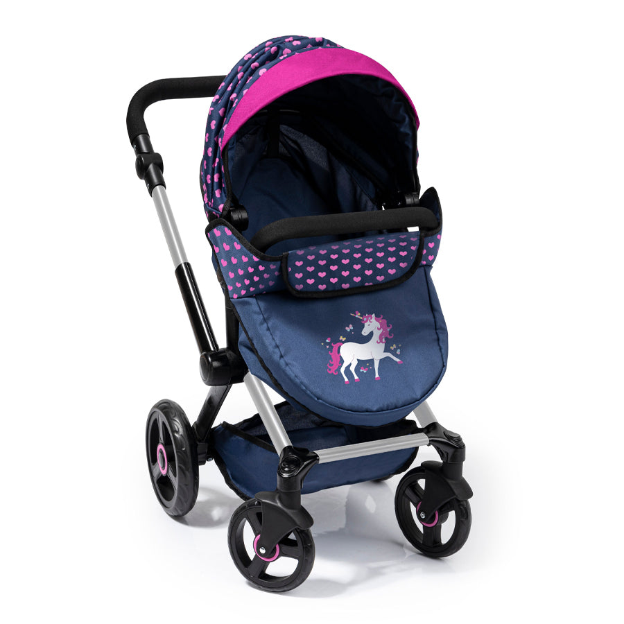 211-17054-bayer-xeo-compact-doll-pram-dark-blue-w-pink-heart-print-kids-3y