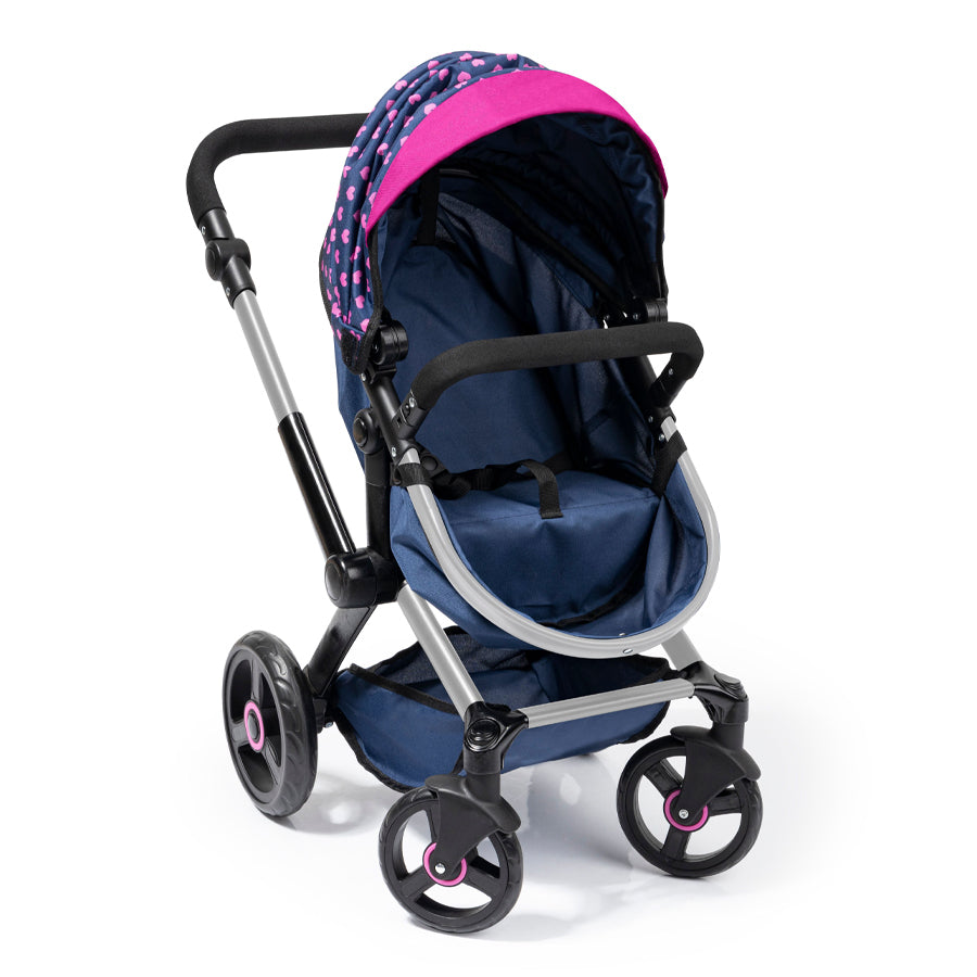 211-17054-bayer-xeo-compact-doll-pram-dark-blue-w-pink-heart-print-kids-3y