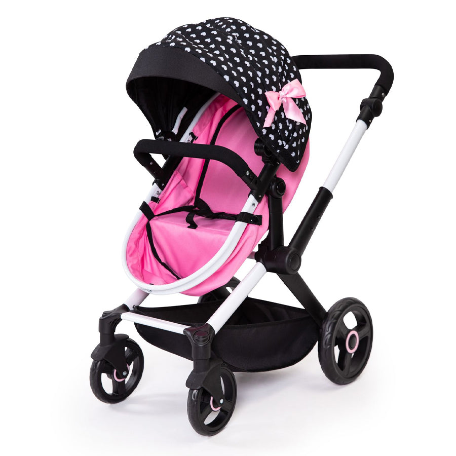 211-17060-bayer-xeo-compact-doll-pram-pink-w-white-hearts-pink-bow-kids-3y
