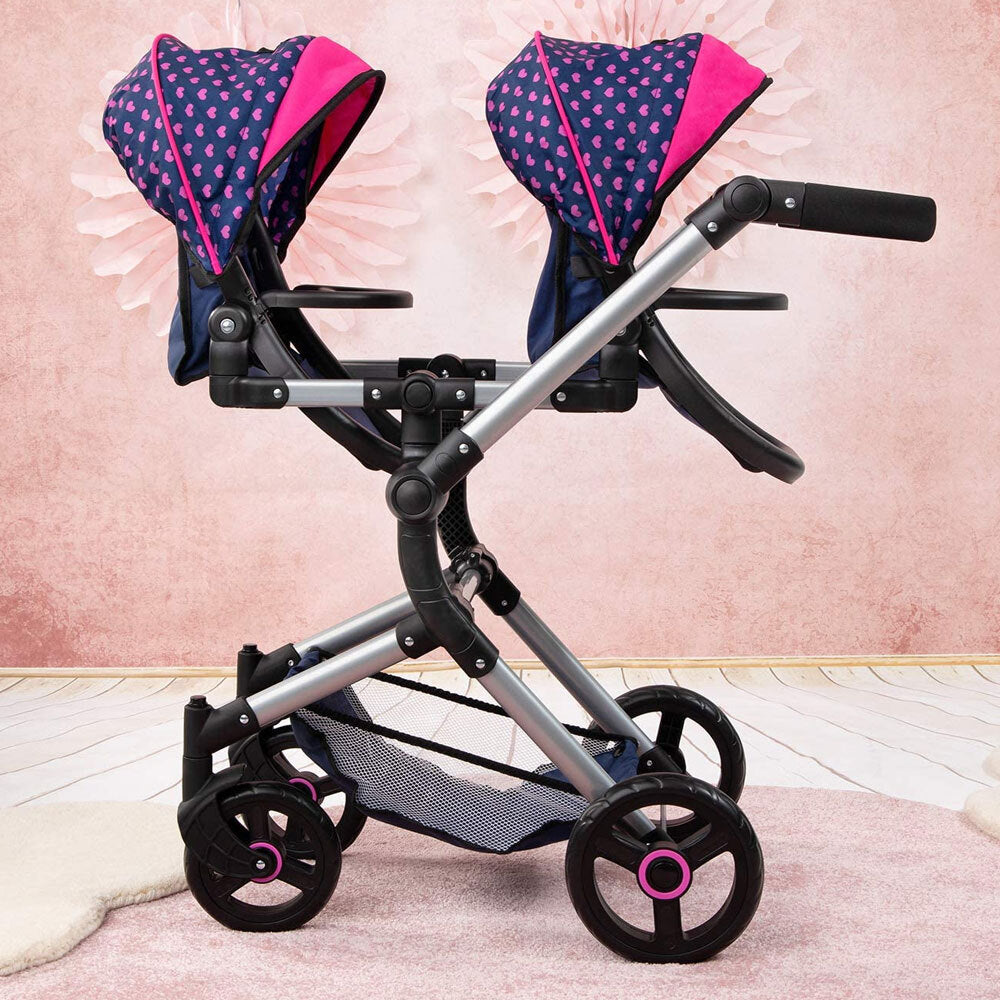 211-26254-bayer-twin-neo-doll-pram-blue-w-pink-hearts-unicorns