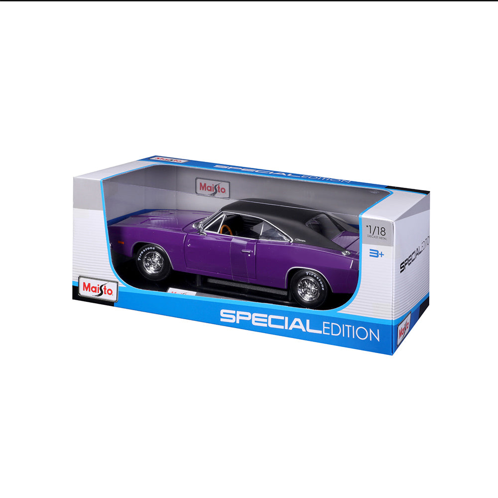 45131387pur-maisto-1-18-1969-dodge-charger-r-t-purple-with-black-roof-model-car-toy-3y