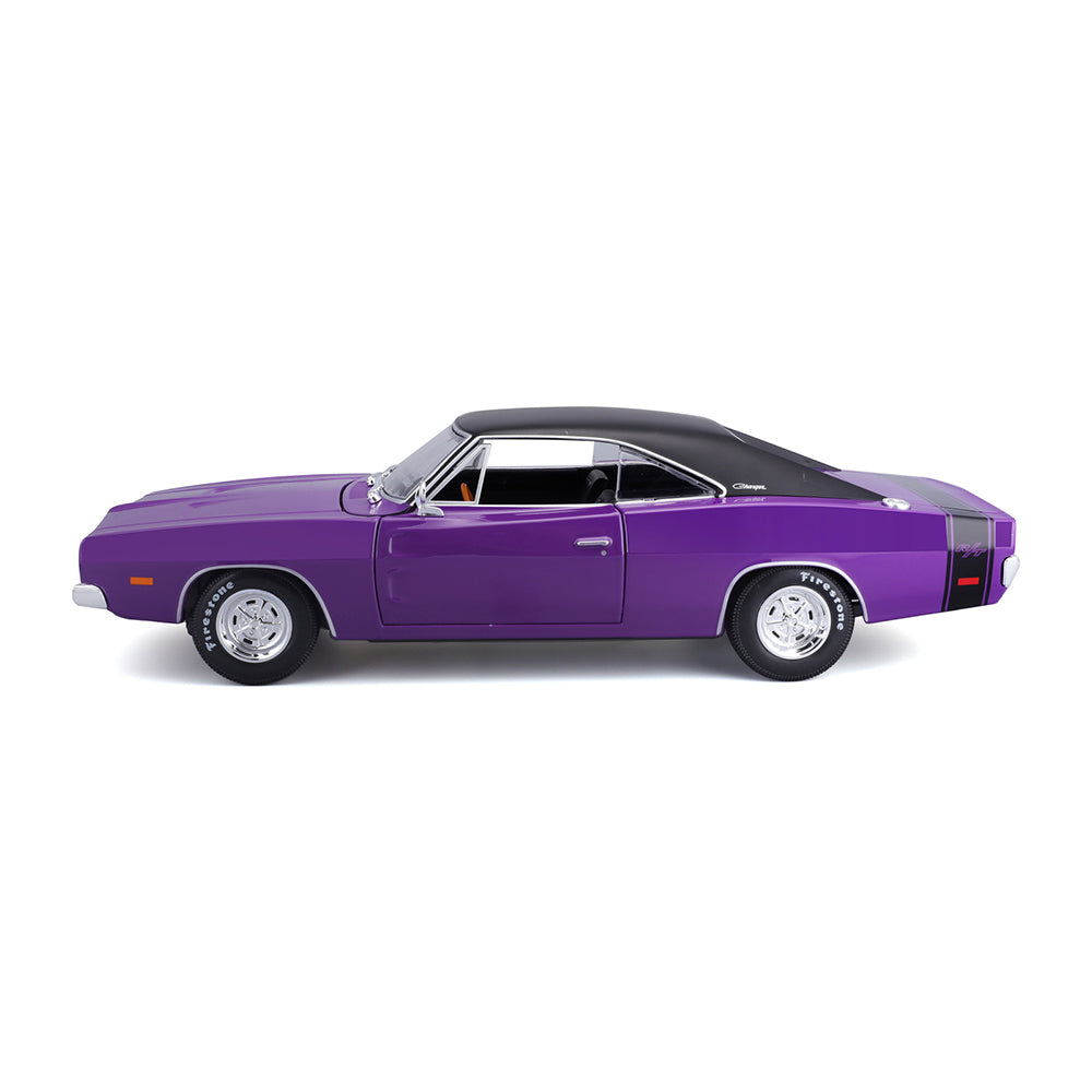 45131387pur-maisto-1-18-1969-dodge-charger-r-t-purple-with-black-roof-model-car-toy-3y