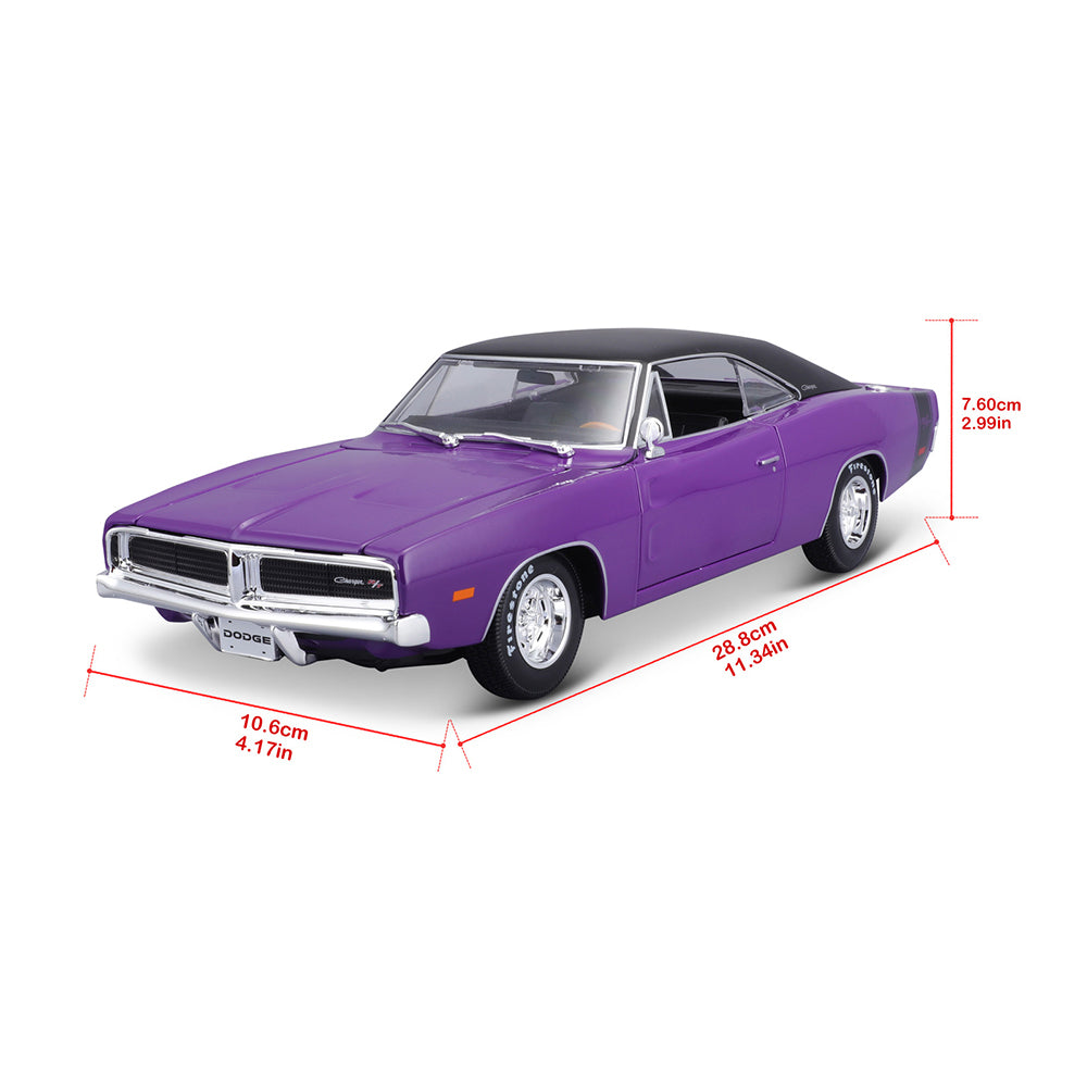 45131387pur-maisto-1-18-1969-dodge-charger-r-t-purple-with-black-roof-model-car-toy-3y