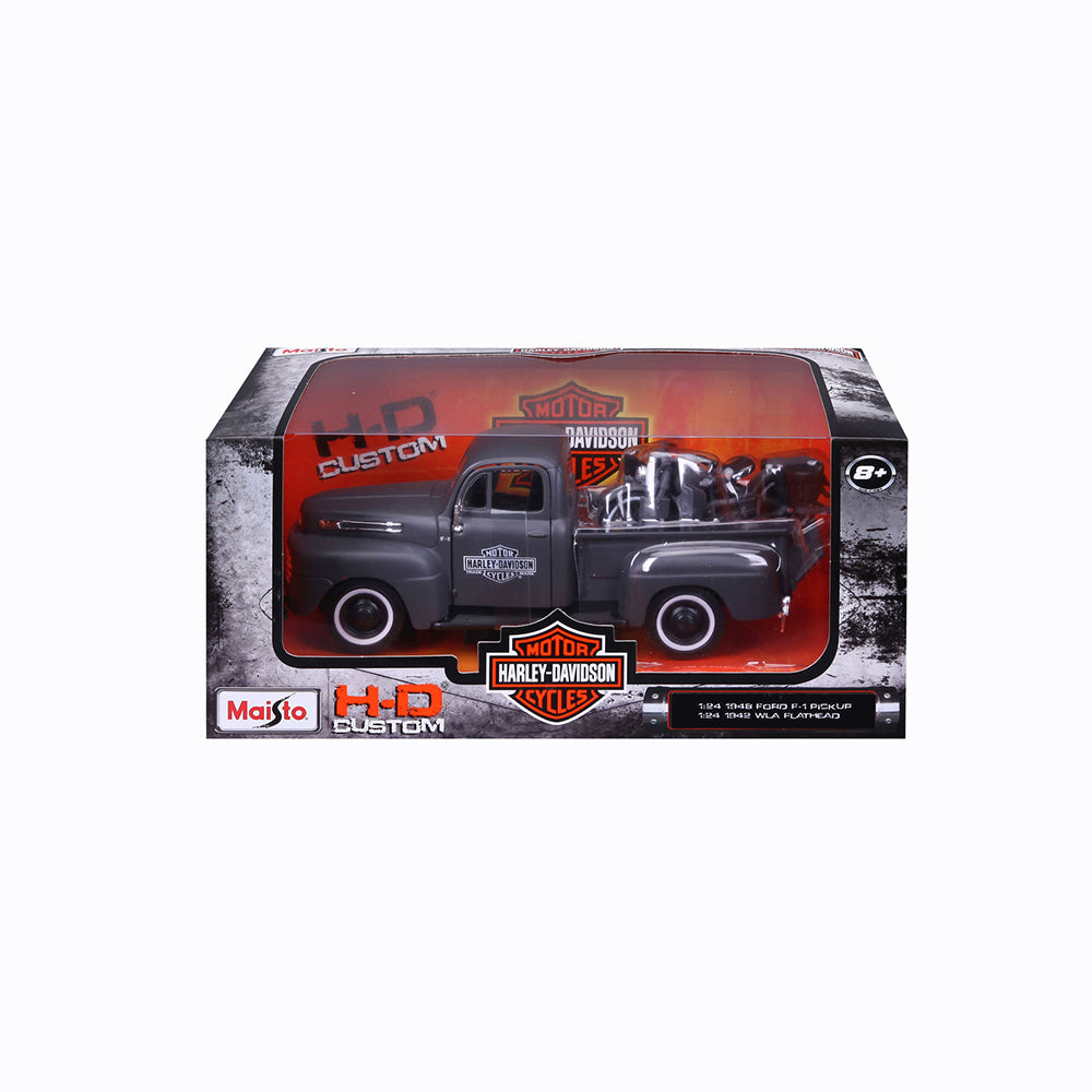 46032185-maisto-1-24-harley-d-1948-ford-f1-pickup-1942-wla-flathead-model-car-8y
