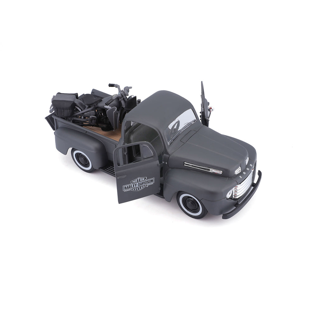 46032185-maisto-1-24-harley-d-1948-ford-f1-pickup-1942-wla-flathead-model-car-8y