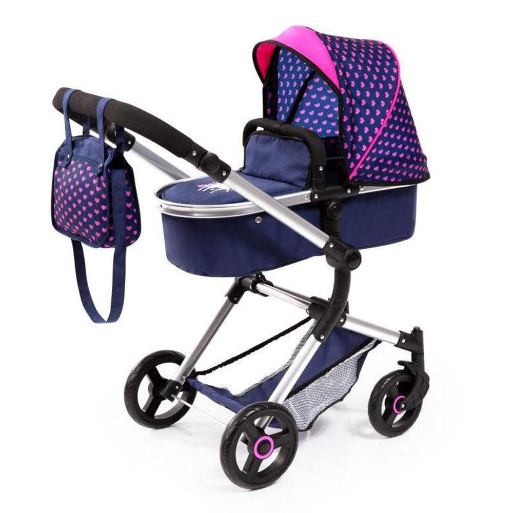 18454aa-bayercity-vario-doll-pram-dark-blue-pink-hearts-unicorn