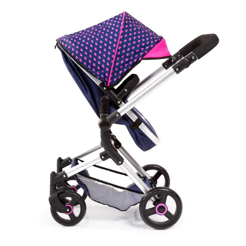 18454aa-bayercity-vario-doll-pram-dark-blue-pink-hearts-unicorn