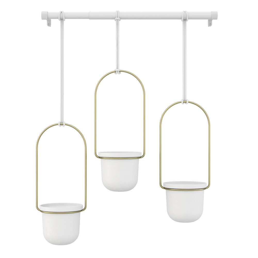 1011748-524-3pc-umbra-triflora-hanging-planter-pot-set-white-brass