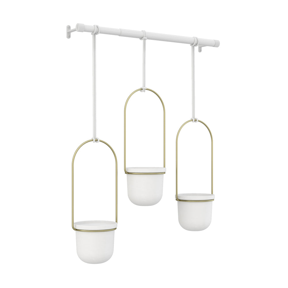 1011748-524-3pc-umbra-triflora-hanging-planter-pot-set-white-brass