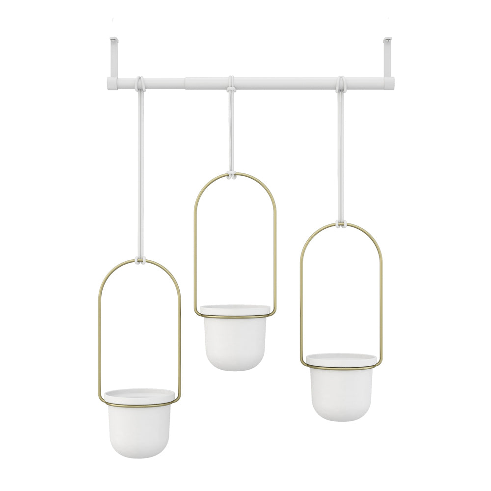 1011748-524-3pc-umbra-triflora-hanging-planter-pot-set-white-brass