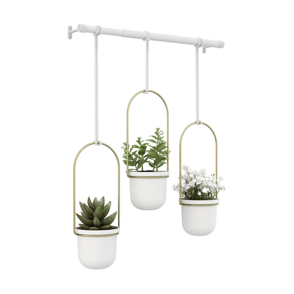 1011748-524-3pc-umbra-triflora-hanging-planter-pot-set-white-brass