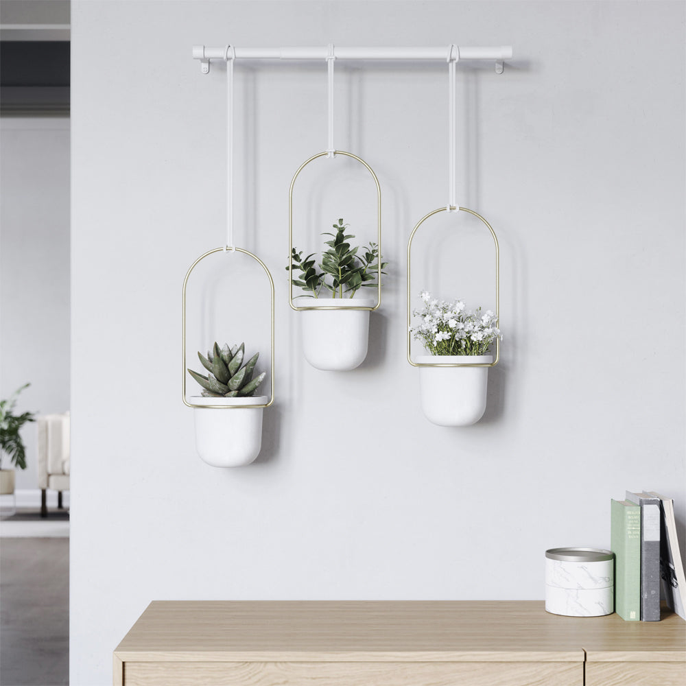 1011748-524-3pc-umbra-triflora-hanging-planter-pot-set-white-brass