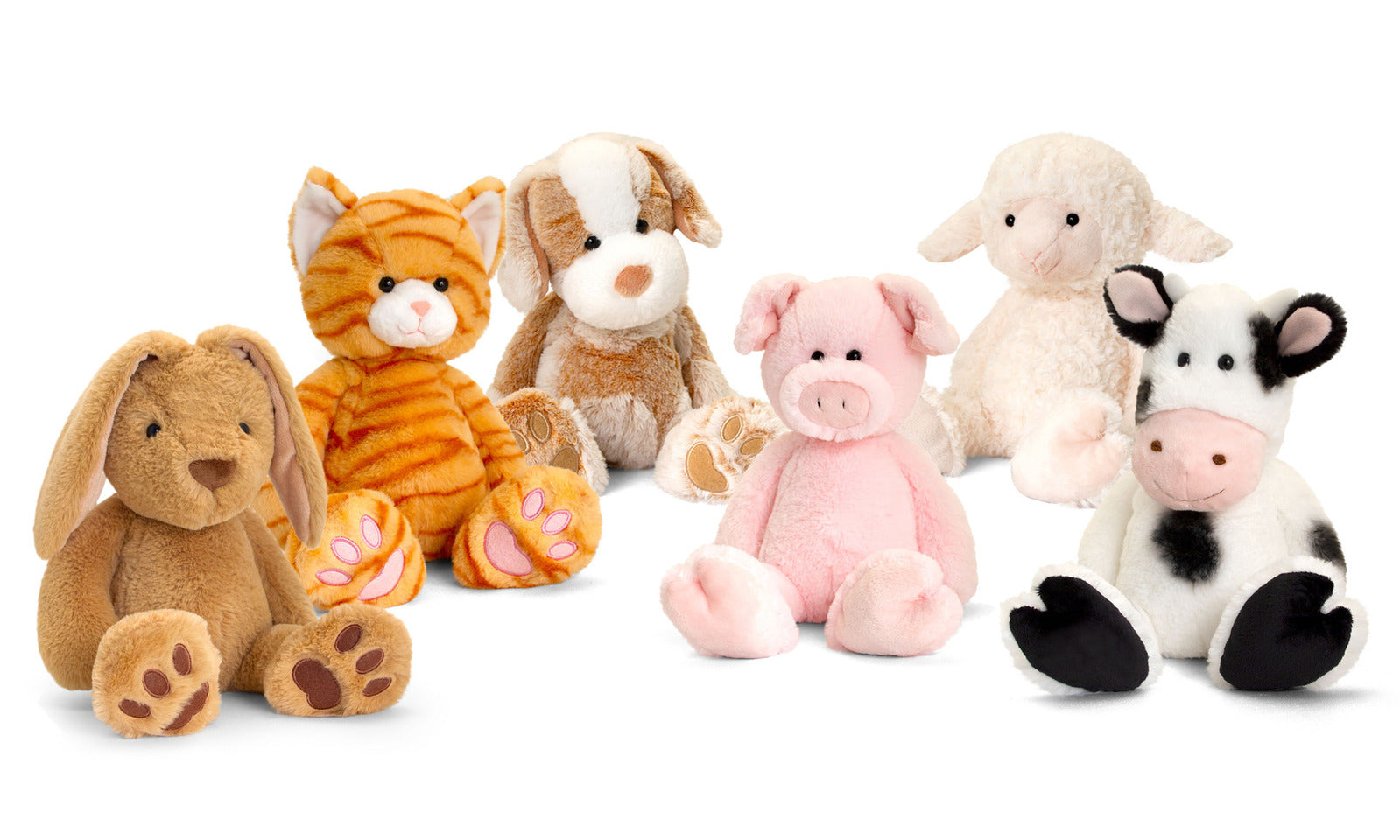 47c0180003-korimco-25cm-love-to-hug-farm-pets-cow-pig-bunny-dog-sheep-soft-toy-assorted