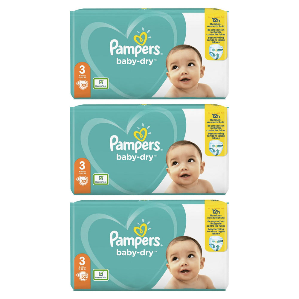 497099-3x-52pc-pampers-baby-dry-nappies-nappy-diaper-size-3-6-10kg
