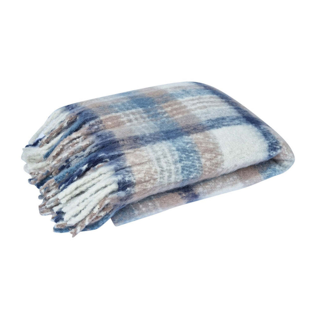 J. Elliot Aiden Faux Mohair 130x160cm Throw Blanket - Navy Multi