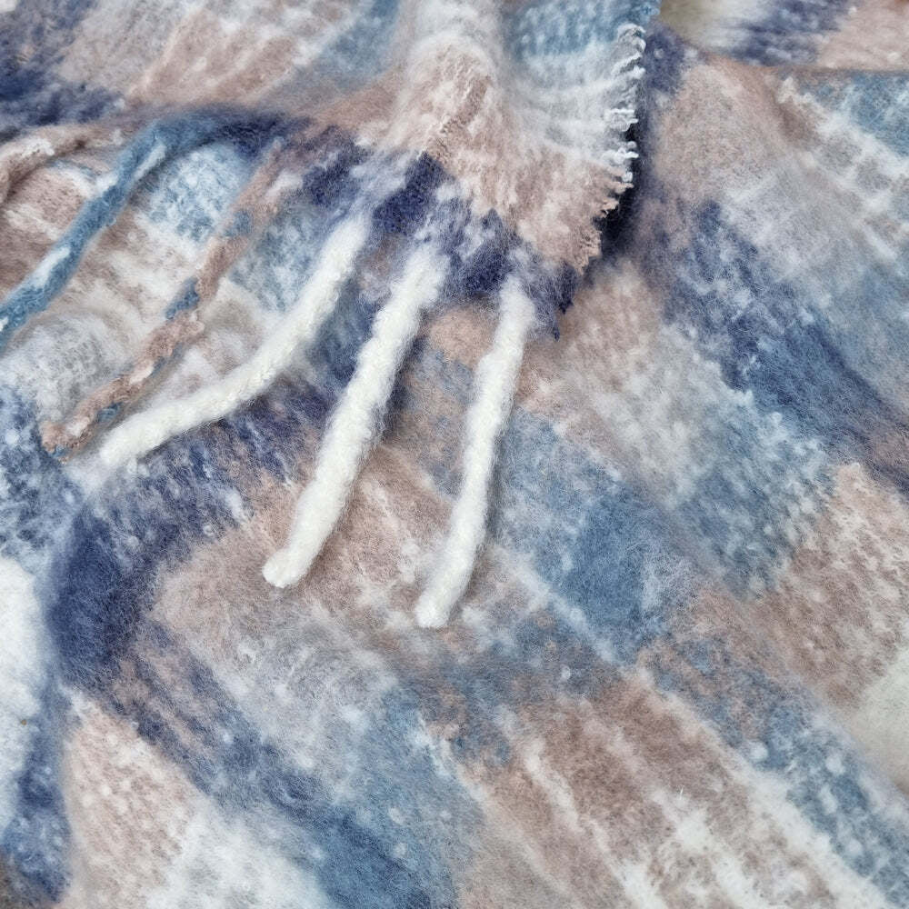 J. Elliot Aiden Faux Mohair 130x160cm Throw Blanket - Navy Multi