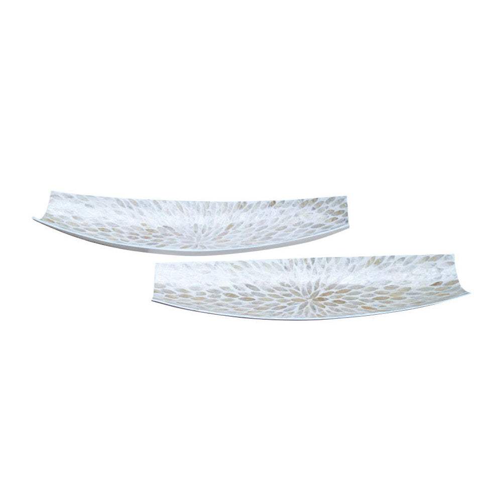 2pc J. Elliot Nacre 52cm/60cm Long Food Serving Tray - Pearl