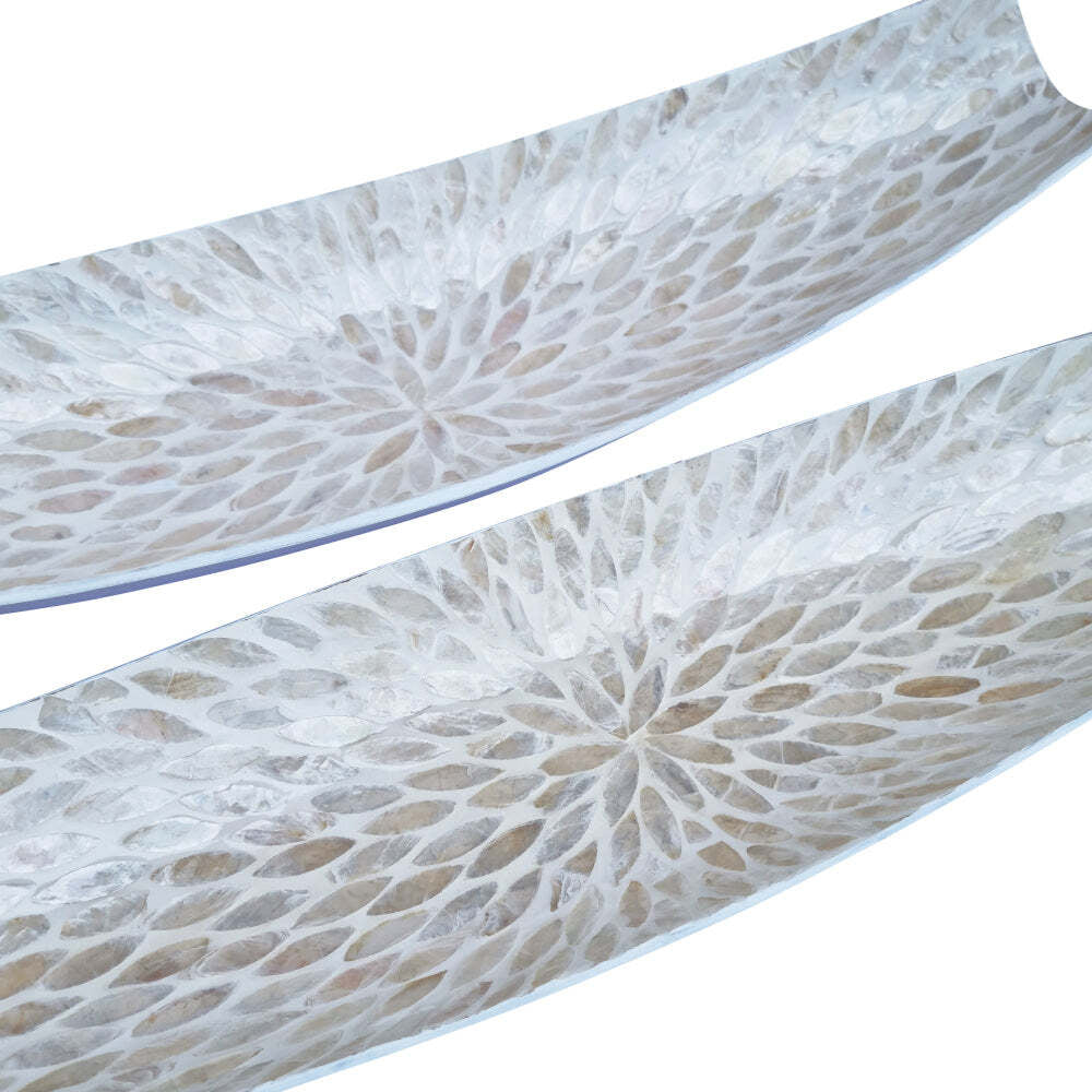 2pc J. Elliot Nacre 52cm/60cm Long Food Serving Tray - Pearl