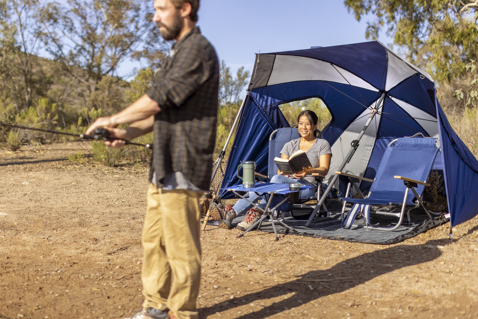 Sport Brella Sunsoul Portable Table w/ Cup Holder Navy