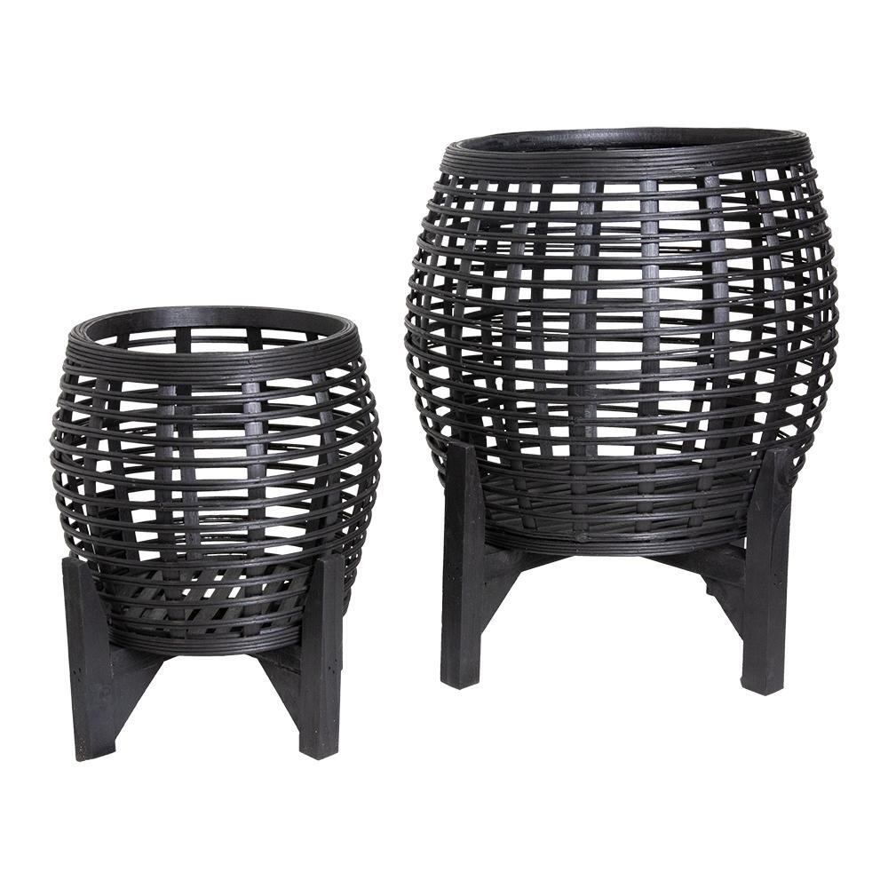 J. Elliot Whittaker Set of 2 Planters 41.3x41.3x51cm/30x30x36cm Black