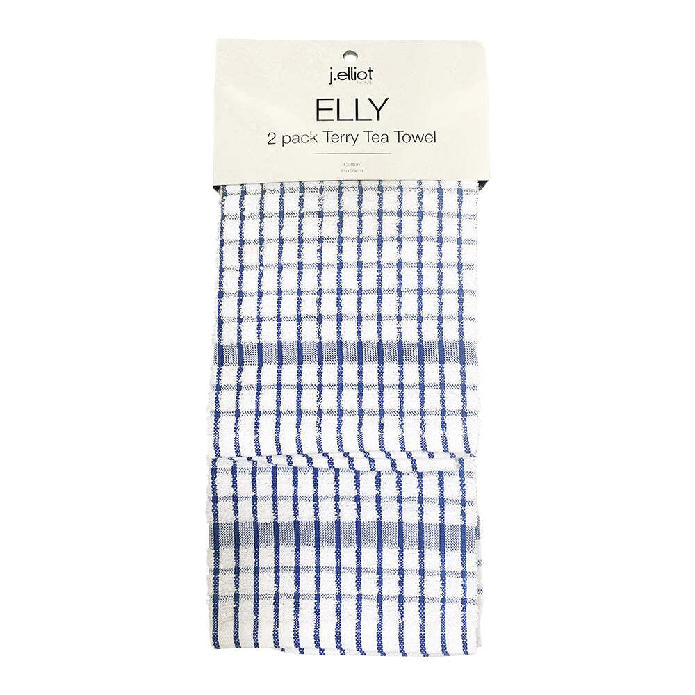 J. Elliot Elly 2 Pack Tea Towels 45x65cm Blue