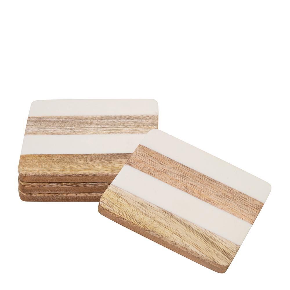4PK J. Elliot Ellery Square Coaster 10x10cm Natural & White