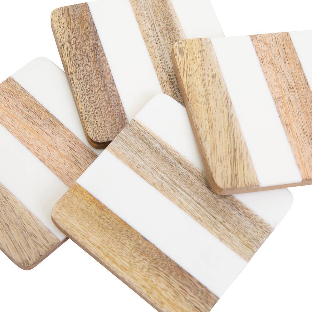 4PK J. Elliot Ellery Square Coaster 10x10cm Natural & White