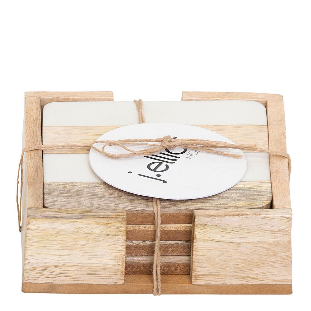 4PK J. Elliot Ellery Square Coaster 10x10cm Natural & White