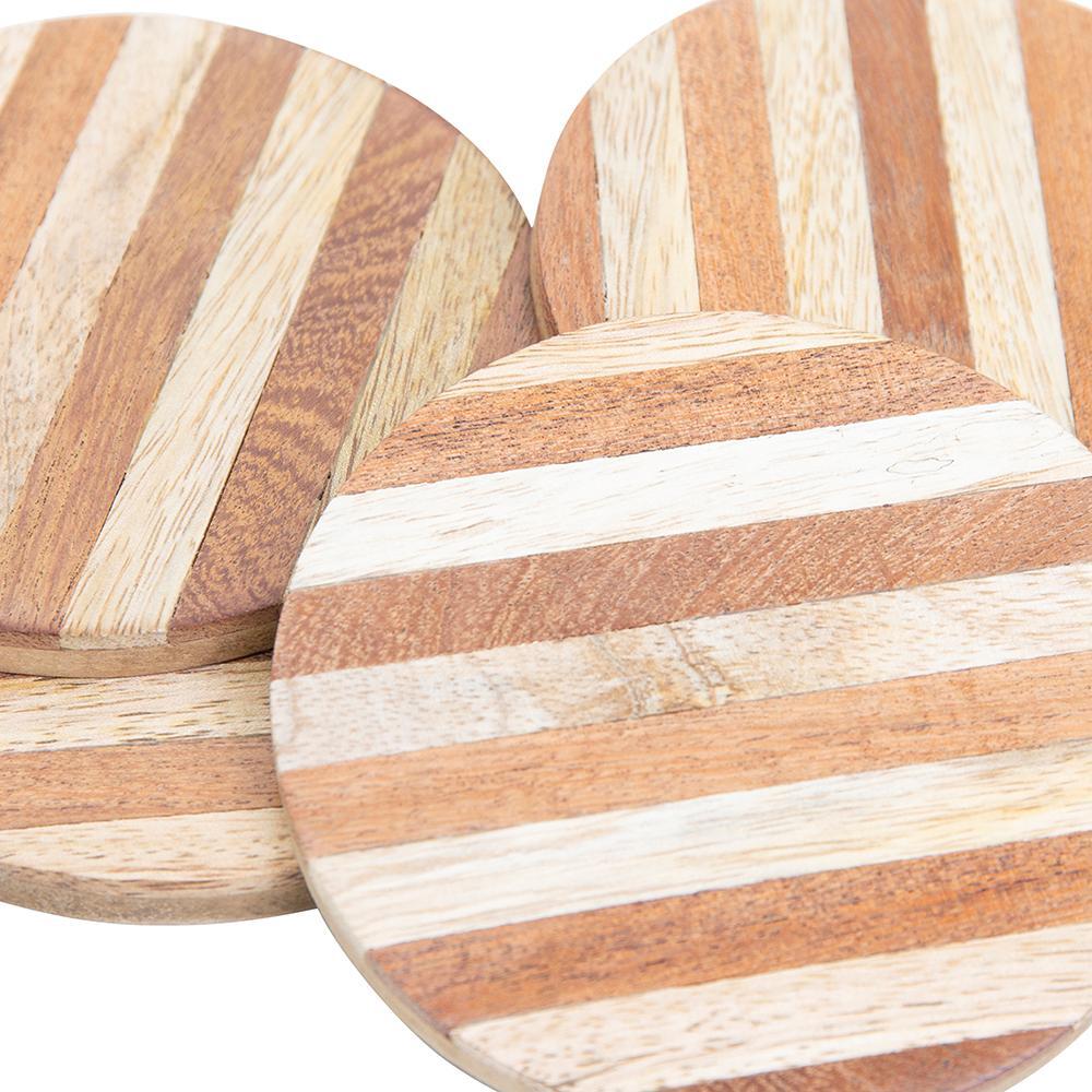 4PK J. Elliot Willow Round Coaster 10x10cm Natural & Brown