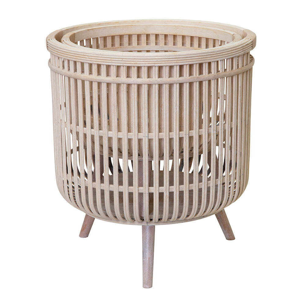 J. Elliot Shay Set of 2 Planters 38x38x42.5cm & 33x33x30cm Whitewash