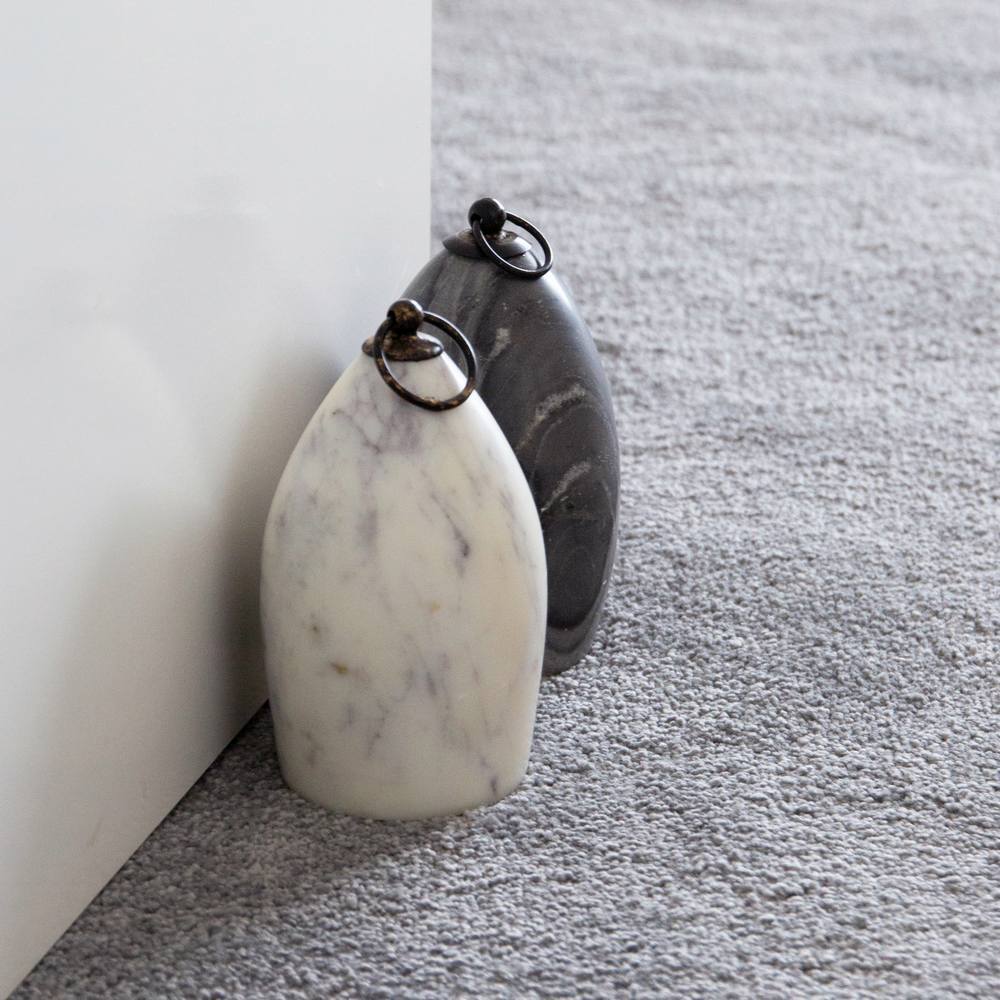 J.Elliot Nessa 14x9cm Door Stop w/ Metal Ring Handle - Grey Marble