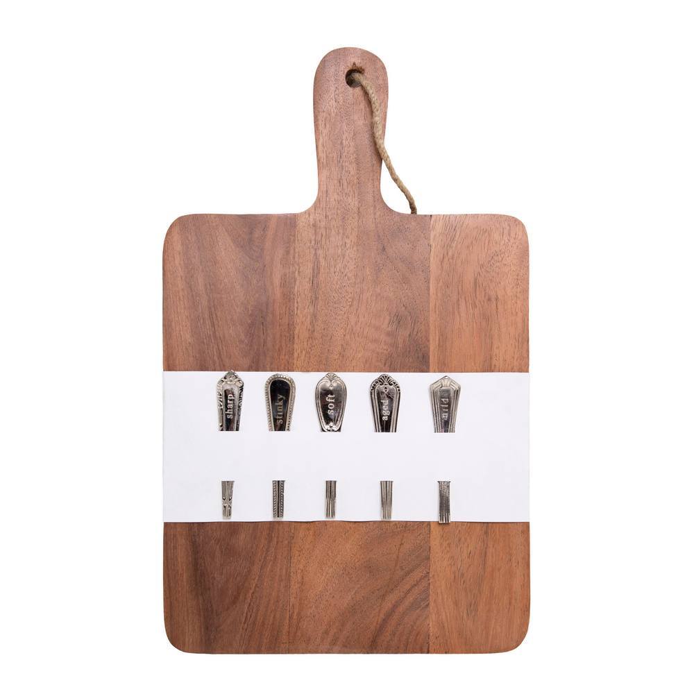 J. Elliot Ched Cheese Board & 5pc Marker Set 38x23x2cm Natural & Silver