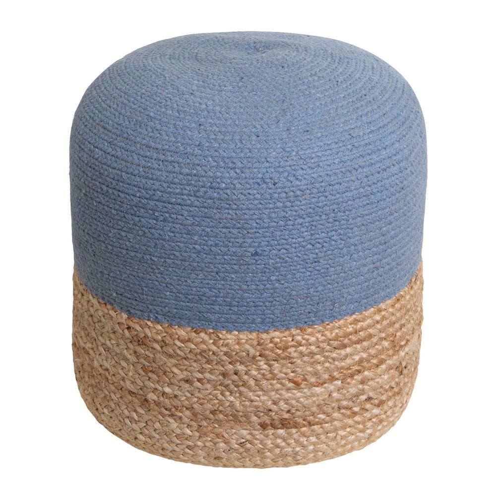 J. Elliot Henri Ottoman 45x45x40cm Natural & Steel Blue