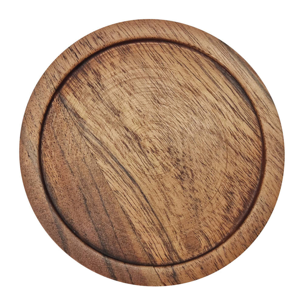 4pc J.Elliot Home Brooks 10cm Acacia Wood Coaster Set Round - Natural
