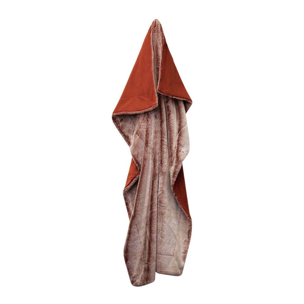J.Elliot Home Archie Faux Fur 130x160cm Throw Blanket - Terracotta