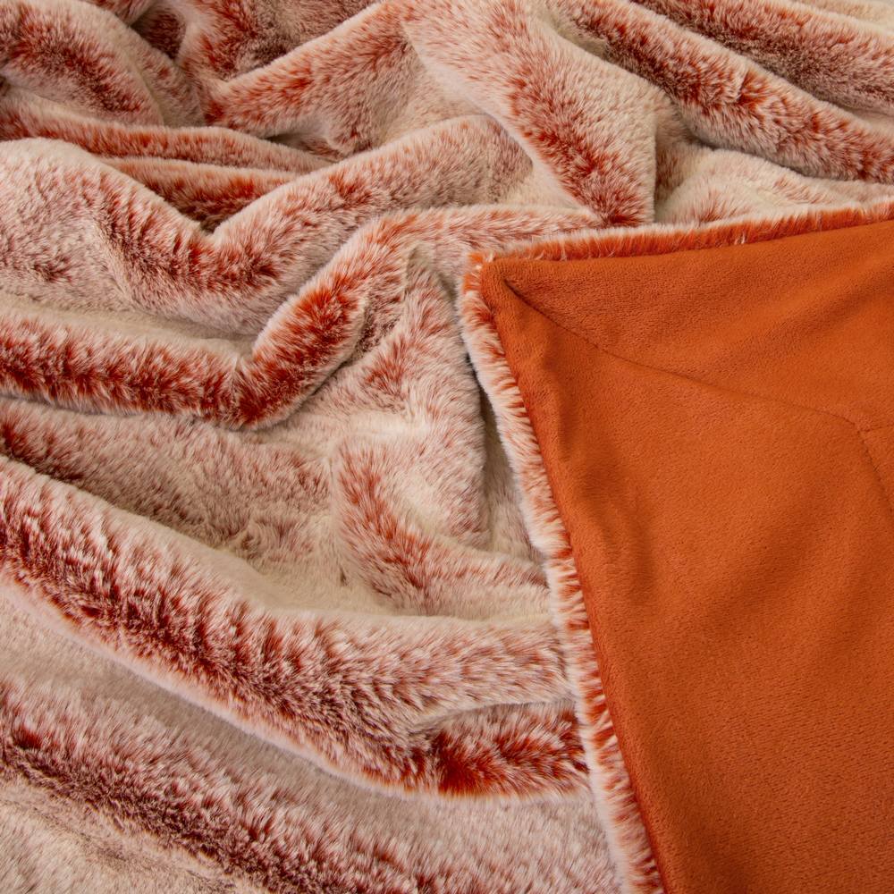 J.Elliot Home Archie Faux Fur 130x160cm Throw Blanket - Terracotta