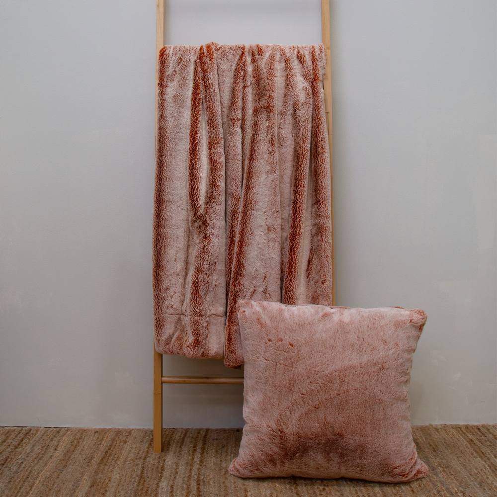 J.Elliot Home Archie Faux Fur 130x160cm Throw Blanket - Terracotta
