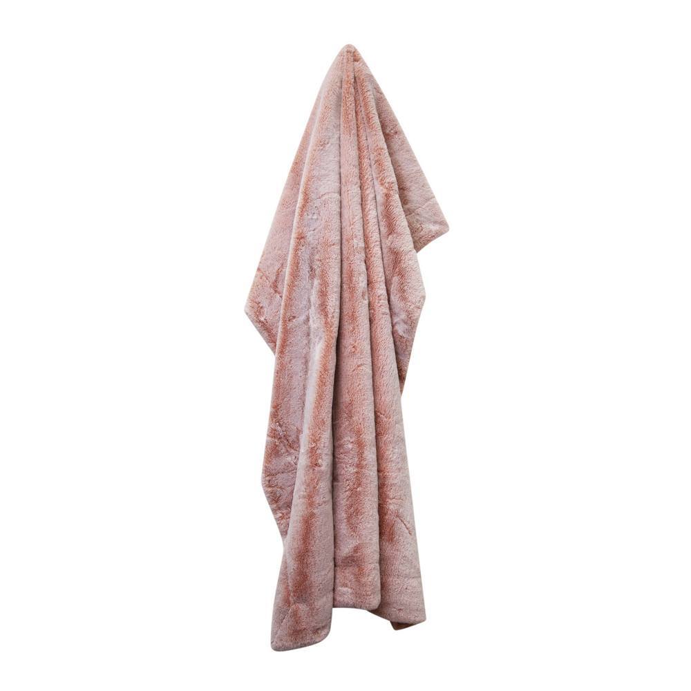 J.Elliot Home Archie Faux Fur 130x160cm Throw Blanket - Soft Pink