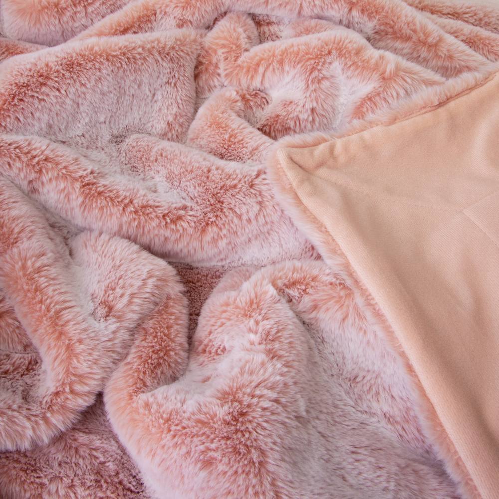 J.Elliot Home Archie Faux Fur 130x160cm Throw Blanket - Soft Pink
