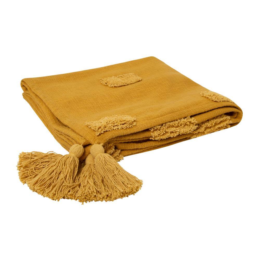 J.Elliot Quinn Textured 130x160cm Cotton Throw - Ochre & Jojoba