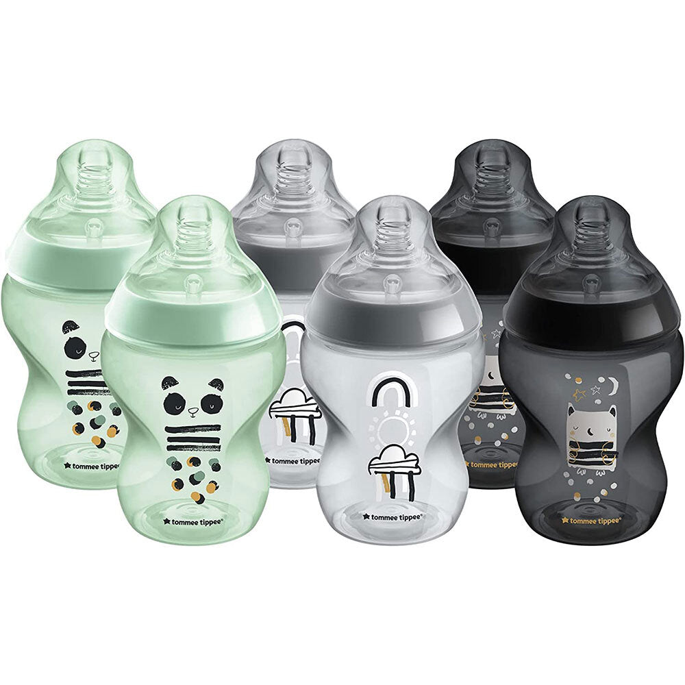 222009-6x-tommee-tippee-260ml-closer-to-nature-slow-flow-baby-bottles-0m-assorted