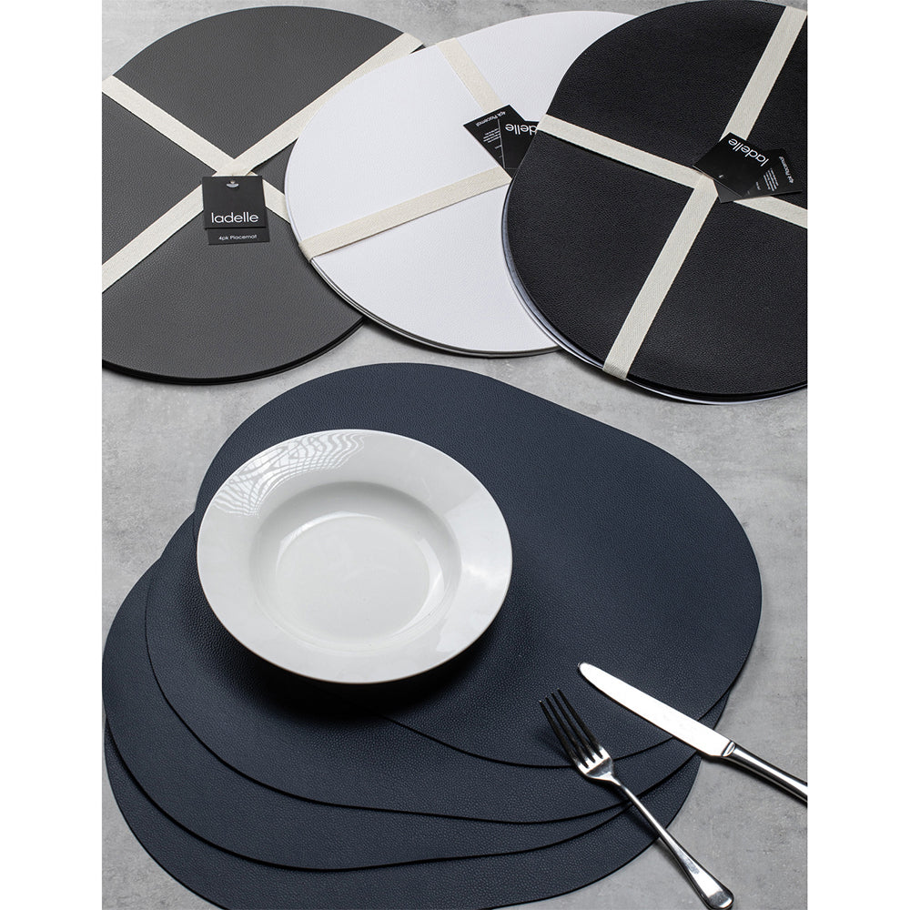 40986-02-4pc-ladelle-hugo-oval-black-vinyl-kitchenware-placemat-table-mat-33x44cm