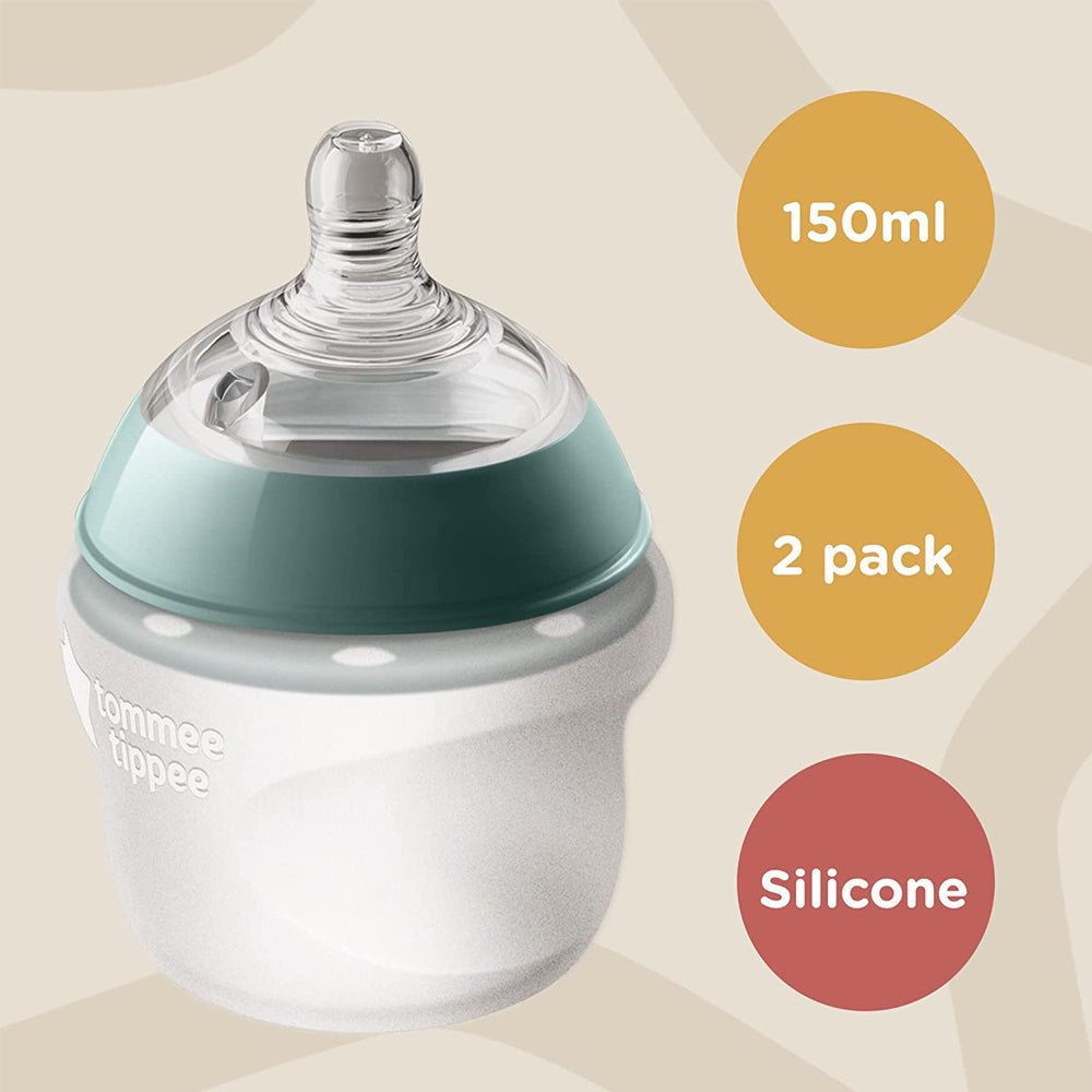 422727-2pc-tommee-tippee-150ml-silicone-baby-bottles-w-travel-lids-0m