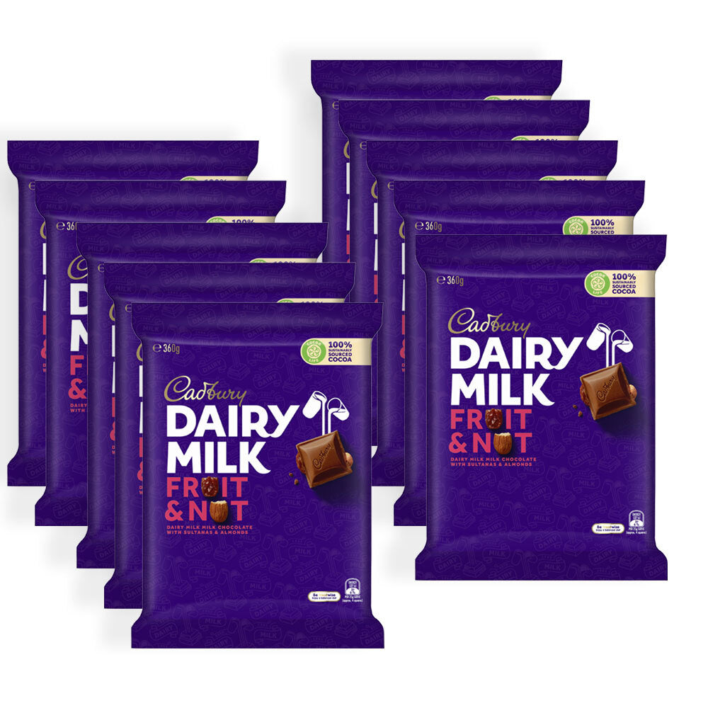 4269226-10pc-cadbury-fruit-and-nut-chocolate-candy-confectionery-bar-360g