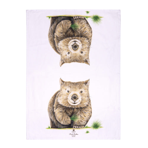521109-ashdene-bush-buddies-wombat-cotton-kitchen-towel-white