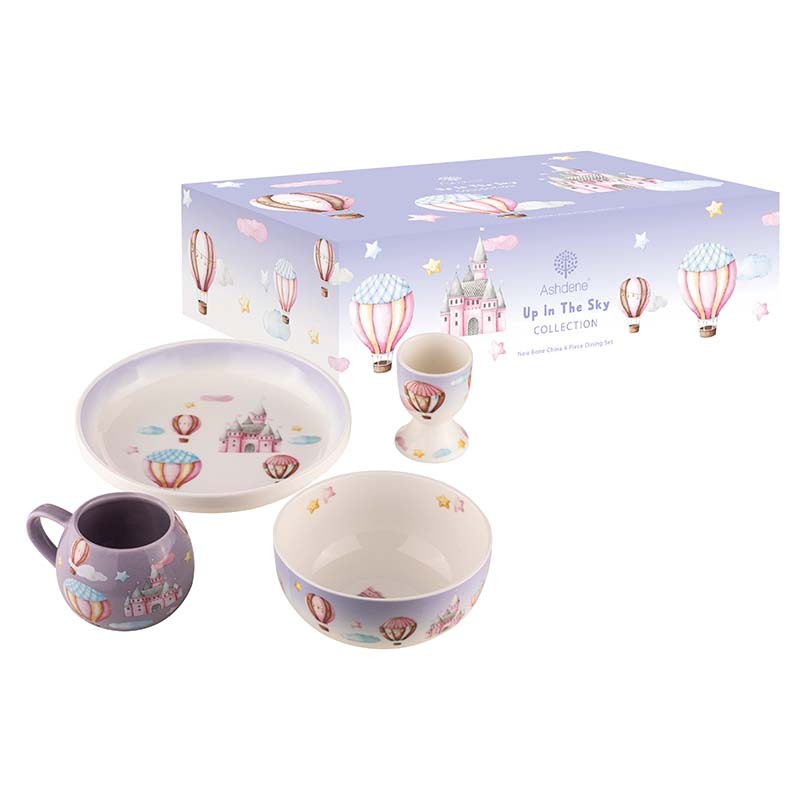 521111-4pc-ashdene-up-in-the-sky-kids-ceramic-200ml-mug-egg-cup-bowl-plate-set