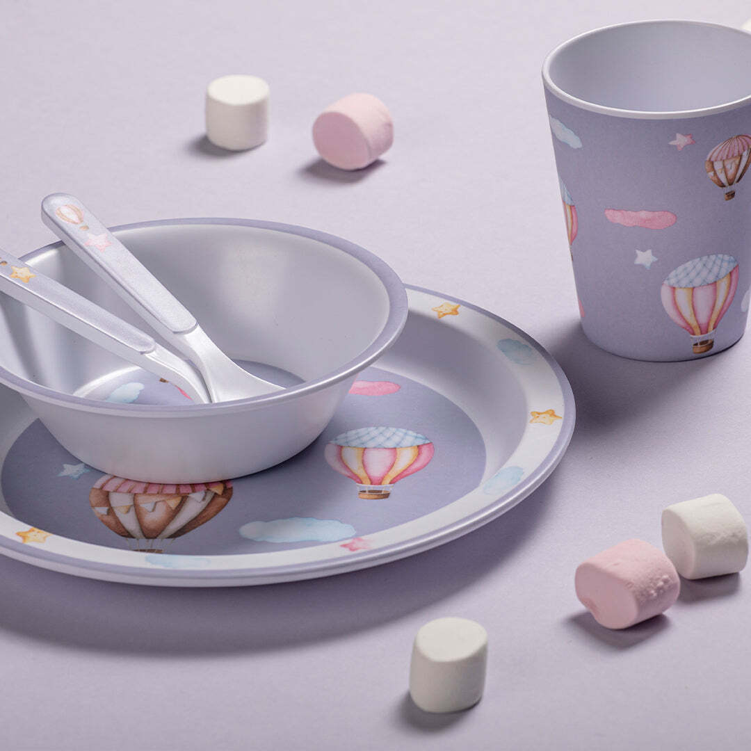 521114-5pc-ashdene-up-in-the-sky-kids-melamine-dinner-set-purple