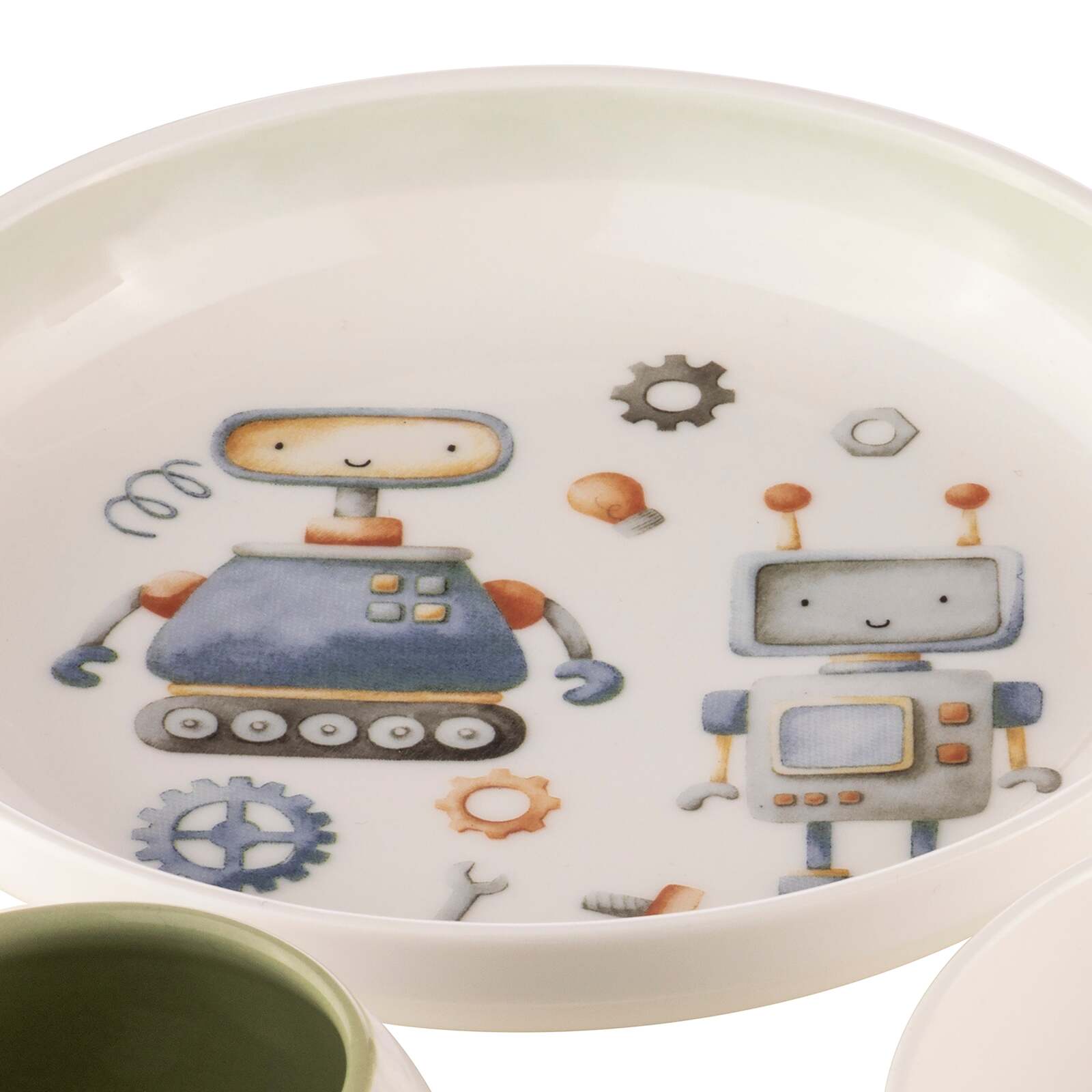 521119-4pc-ashdene-robots-kids-ceramic-200ml-mug-egg-cup-bowl-plate-set