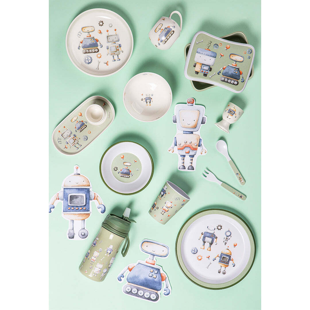 521119-4pc-ashdene-robots-kids-ceramic-200ml-mug-egg-cup-bowl-plate-set